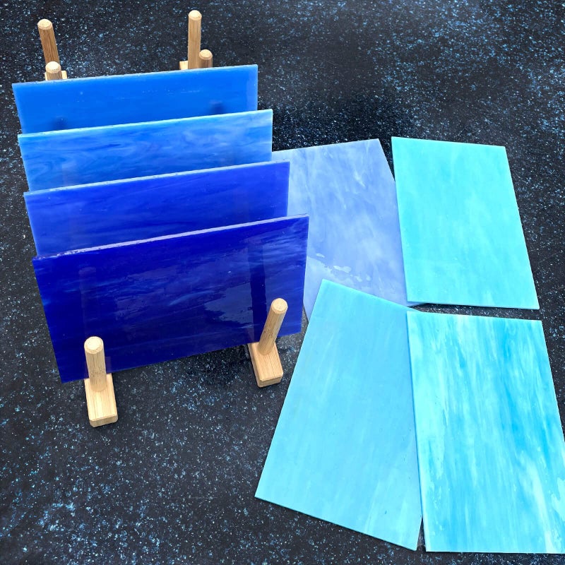 LITMIND 8 Sheets Blue Stained Glass Variety Pack, 4 x 6 Inch Mosaic Tiles for Crafts, Art Pack, Mixed Colors and Textures (Shades of Blue) - Image 3
